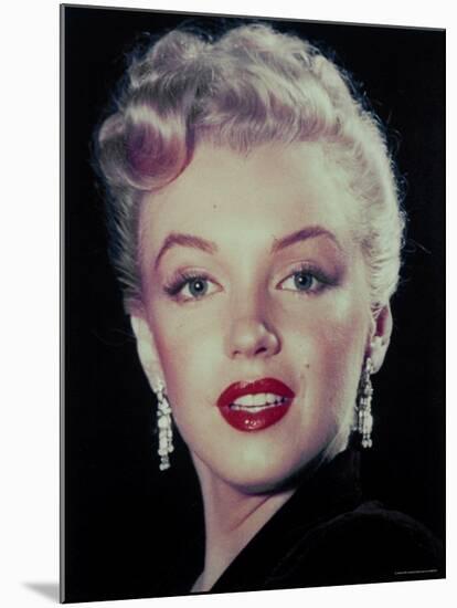 Actress Marilyn Monroe Wearing Dangling Rhinestone Earrings, with Her Hair Up-Ed Clark-Mounted Premium Photographic Print