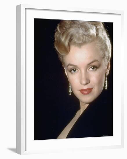 Actress Marilyn Monroe Wearing Dangling Rhinestone Earrings, with Her Hair Up-Ed Clark-Framed Premium Photographic Print