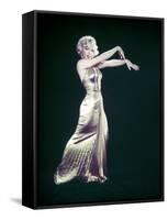 Actress Marilyn Monroe Wearing Gold Gown Designed by Bill Travilla for "Gentlemen Prefer Blondes"-Ed Clark-Framed Stretched Canvas
