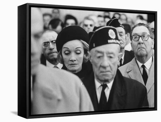 Actress Marlene Dietrich, at Memorial Service for John F. Kennedy, Headquarters of American Legion-Ralph Crane-Framed Stretched Canvas