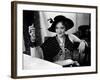 Actress Marlene Dietrich in Evening Dress and Hat, Sitting at Table Alone During Pierre Ball-Alfred Eisenstaedt-Framed Premium Photographic Print