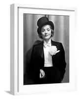 Actress Marlene Dietrich Wearing Tuxedo, Top Hat, and Holding Cigarette at Ball for Foreign Press-Alfred Eisenstaedt-Framed Premium Photographic Print