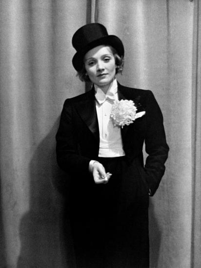 Actress Marlene Dietrich Wearing Tuxedo, Top Hat, Corsage and Holding  Cigarette, Foreign Press Ball' Premium Photographic Print - Alfred  Eisenstaedt | AllPosters.com