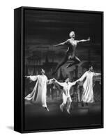 Actress Mary Martin Gives kids a Flying Lesson in the Broadway Production of Musical "Peter Pan"-Allan Grant-Framed Stretched Canvas