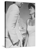 Actress Melina Mercouri and Tony Perkins in Greece to Make Movie "S.S. Phaedra"-James Burke-Stretched Canvas