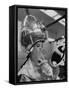 Actress Millie Perkins Making Faces at Herself in Mirror While Getting Hair Done in Beauty Salon-Allan Grant-Framed Stretched Canvas