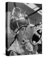 Actress Millie Perkins Making Faces at Herself in Mirror While Getting Hair Done in Beauty Salon-Allan Grant-Stretched Canvas