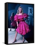 Actress Morgan Fairchild Wearing Pink Dress, Reflected by Mirror-David Mcgough-Framed Stretched Canvas