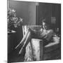 Actress Olivia de Havilland with Cigarette and Glass of Beer in While Relaxing at Home-Bob Landry-Mounted Premium Photographic Print