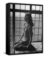 Actress Peggy Cummins Looking Out of a Window-Bob Landry-Framed Stretched Canvas