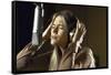 Actress Peggy Lipton in a Recording Studio-Vernon Merritt III-Framed Stretched Canvas