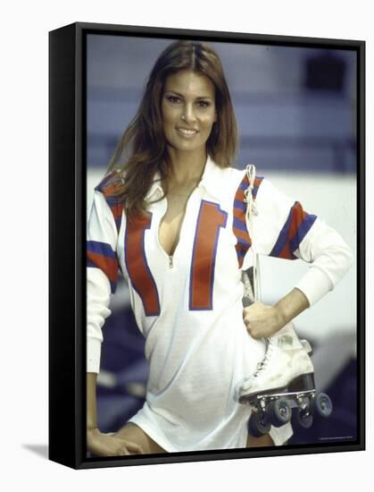 Actress Raquel Welch in Uniform During Filming of Motion Picture "The Kansas City Bomber"-Bill Eppridge-Framed Stretched Canvas