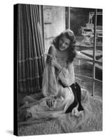 Actress Rita Hayworth Wearing Nude Souffle Negligee in movie "Gilda"-Bob Landry-Stretched Canvas