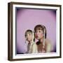 Actress Shirley MacLaine and Daughter Sachi Parker Pouting with String of Pearls on Their Heads-Allan Grant-Framed Premium Photographic Print