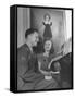 Actress Shirley Temple, Sitting at the Piano with Sgt. John Agar-null-Framed Stretched Canvas