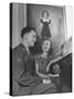 Actress Shirley Temple, Sitting at the Piano with Sgt. John Agar-null-Stretched Canvas