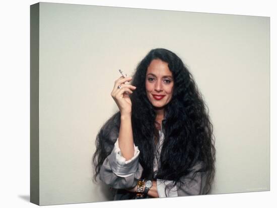 Actress Sonia Braga, Holding Cigarette-David Mcgough-Stretched Canvas