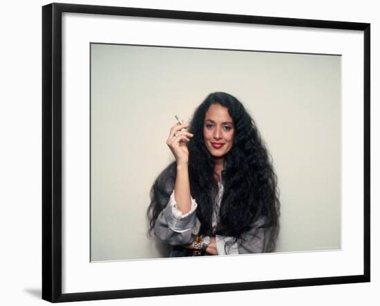 Actress Sonia Braga, Holding Cigarette-David Mcgough-Framed Premium Photographic Print