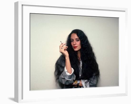 Actress Sonia Braga, Holding Cigarette-David Mcgough-Framed Premium Photographic Print