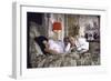 Actress Sophia Loren and Husband Carlo Ponti Lying Across a Bed Together-Alfred Eisenstaedt-Framed Photographic Print
