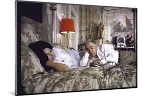 Actress Sophia Loren and Husband Carlo Ponti Lying Across a Bed Together-Alfred Eisenstaedt-Mounted Photographic Print