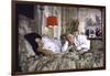 Actress Sophia Loren and Husband Carlo Ponti Lying Across a Bed Together-Alfred Eisenstaedt-Framed Premium Photographic Print