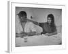 Actress Sophia Loren and Husband, Movie Producer Carlo Ponti Dining at Restaurant-Alfred Eisenstaedt-Framed Premium Photographic Print