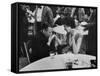Actress Sophia Loren Attending Party at Table with Petere Lorre-Ralph Crane-Framed Stretched Canvas