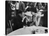 Actress Sophia Loren Attending Party at Table with Petere Lorre-Ralph Crane-Stretched Canvas