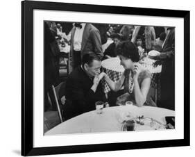 Actress Sophia Loren Attending Party at Table with Petere Lorre-Ralph Crane-Framed Premium Photographic Print