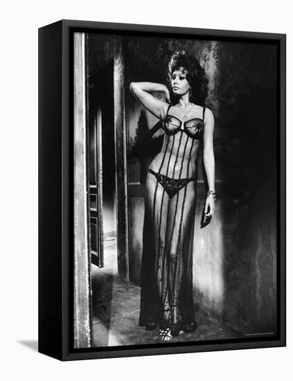 Actress Sophia Loren Costumed in Brothel Scene From the Movie "Marriage Italian Style"-Alfred Eisenstaedt-Framed Stretched Canvas