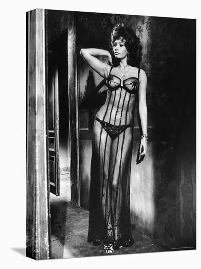 Actress Sophia Loren Costumed in Brothel Scene From the Movie "Marriage Italian Style"-Alfred Eisenstaedt-Stretched Canvas