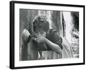 Actress Sophia Loren Drinking Water from Spigot During the Filming of Madame Sans Gene-Alfred Eisenstaedt-Framed Premium Photographic Print