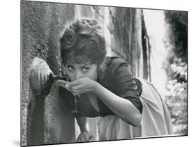 Actress Sophia Loren Drinking Water from Spigot During the Filming of Madame Sans Gene-Alfred Eisenstaedt-Mounted Premium Photographic Print