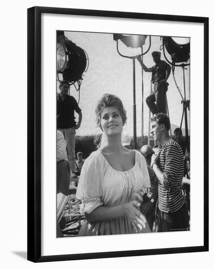 Actress Sophia Loren During Break on Movie Set-Alfred Eisenstaedt-Framed Premium Photographic Print