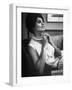 Actress Sophia Loren Fingering Her Pearl Necklace-Alfred Eisenstaedt-Framed Premium Photographic Print