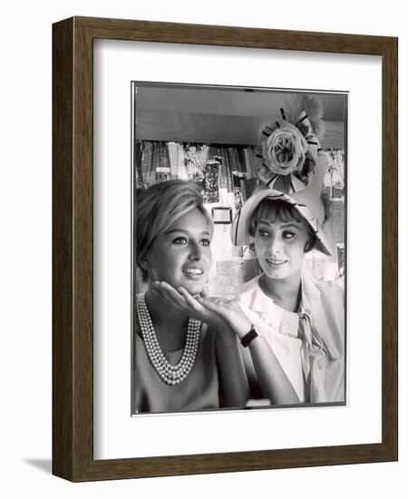 Actress Sophia Loren Holding the Chin of Her Sister, Maria Scicolone-Alfred Eisenstaedt-Framed Photographic Print