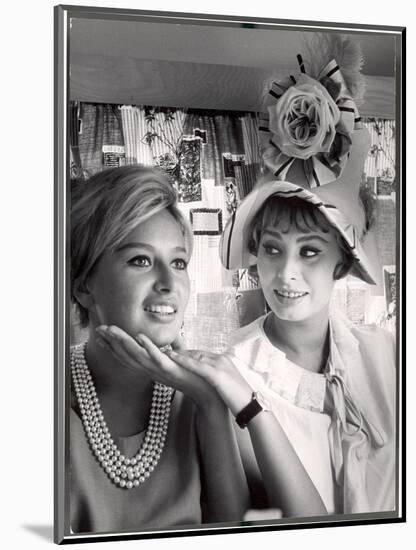 Actress Sophia Loren Holding the Chin of Her Sister, Maria Scicolone-Alfred Eisenstaedt-Mounted Photographic Print