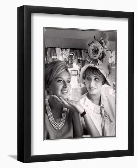 Actress Sophia Loren Holding the Chin of Her Sister, Maria Scicolone-Alfred Eisenstaedt-Framed Premium Photographic Print