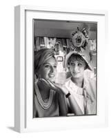 Actress Sophia Loren Holding the Chin of Her Sister, Maria Scicolone-Alfred Eisenstaedt-Framed Photographic Print