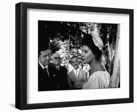 Actress Sophia Loren in Costume Between Takes During Location Filming of "Madame Sans Gene"-Alfred Eisenstaedt-Framed Photographic Print