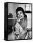 Actress Sophia Loren Laughing While Exchanging Jokes During Lunch Break on a Movie Set-Alfred Eisenstaedt-Framed Stretched Canvas