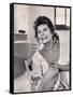 Actress Sophia Loren Laughing While Exchanging Jokes During Lunch Break on Madame Movie Set-Alfred Eisenstaedt-Framed Stretched Canvas