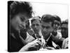 Actress Sophia Loren Signing Autographs for Fans During Location Filming of "Madame Sans Gene"-Alfred Eisenstaedt-Stretched Canvas