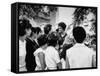 Actress Sophia Loren Speaking with Fans During Location Filming of "Madame Sans Gene"-Alfred Eisenstaedt-Framed Stretched Canvas