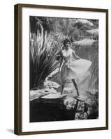 Actress Sophia Loren Walking Through Grounds of Hotel-null-Framed Premium Photographic Print
