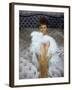 Actress Sophia Loren Wearing Feather Boa Posing in Her Bedroom-Loomis Dean-Framed Premium Photographic Print