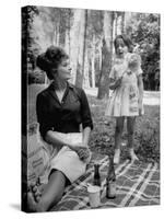 Actress Sophia Loren with Girl Holding a Flower During Picnic While Filming "Madame Sans Gene"-Alfred Eisenstaedt-Stretched Canvas