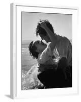 Actress Terry Moore Hugging Actor Robert Wagner on the Beach-George Silk-Framed Premium Photographic Print