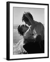Actress Terry Moore Hugging Actor Robert Wagner on the Beach-George Silk-Framed Premium Photographic Print